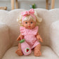 Petal Pink Dolls Bow Dress Headwrap and Bloomers - 3 Pce Set