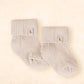 Cotton Ribbed Baby Socks 0-6M - Oat