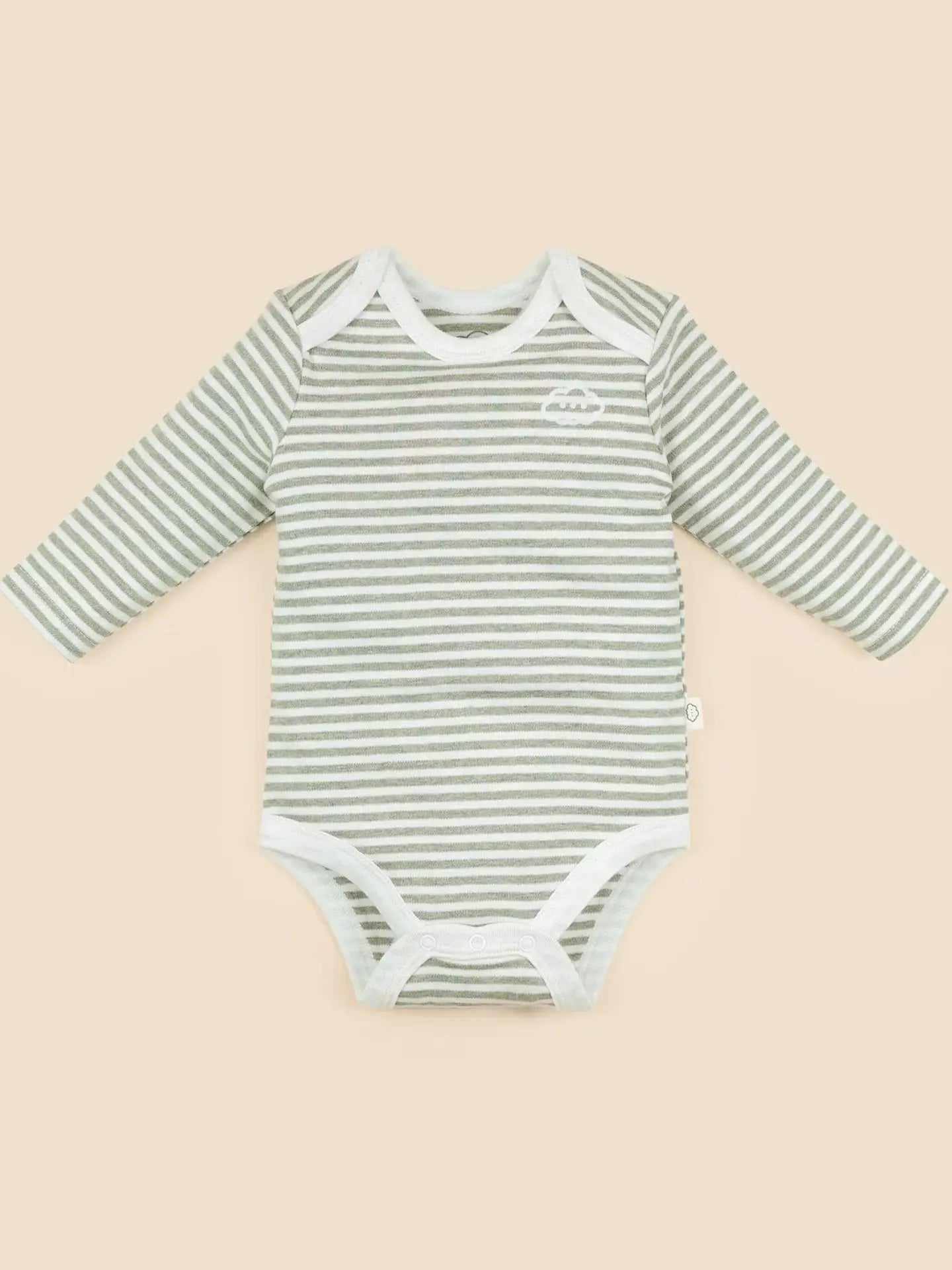 Organic Cotton Long Sleeve Bodysuit - Forest Green Stripes