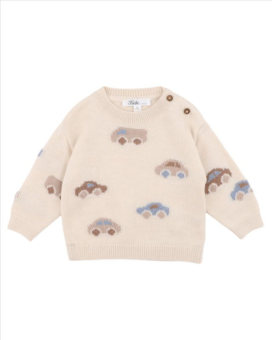 Automobile Knitted Jumper - Cream Marl
