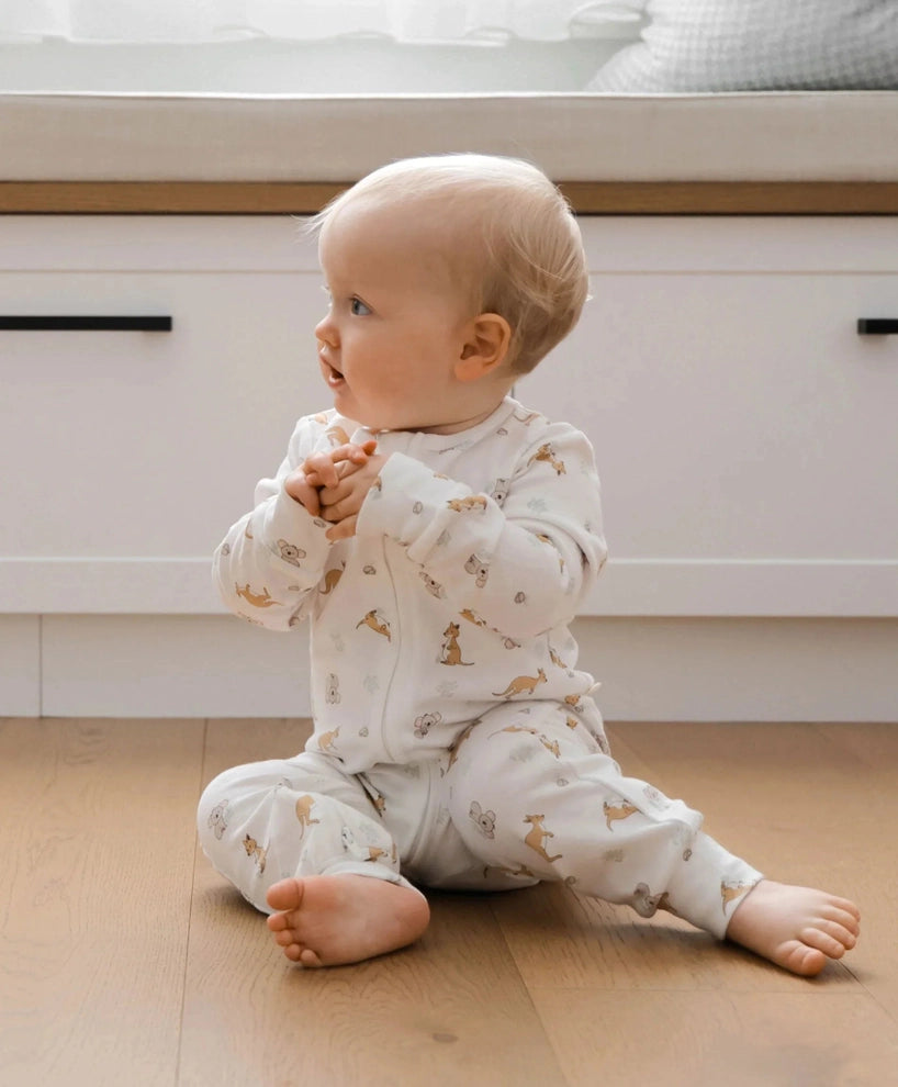 Organic Cotton Growsuit - Kangaroo & Koala