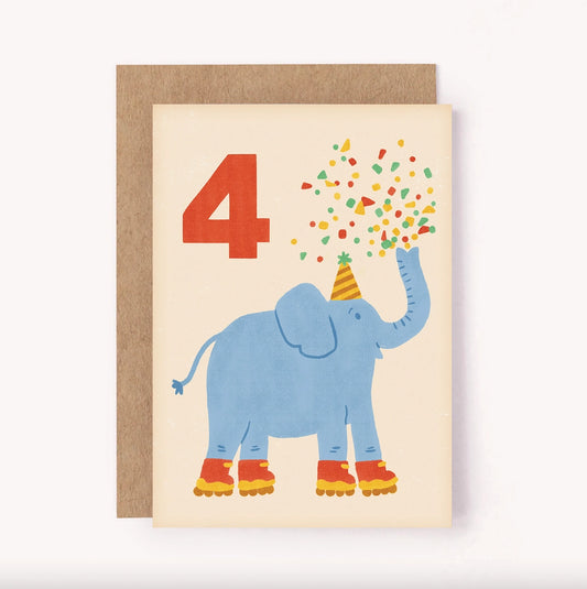 Card - Age 4 Elephant Birthday