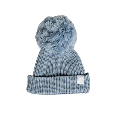 Knitted Pom Beanie - Blue