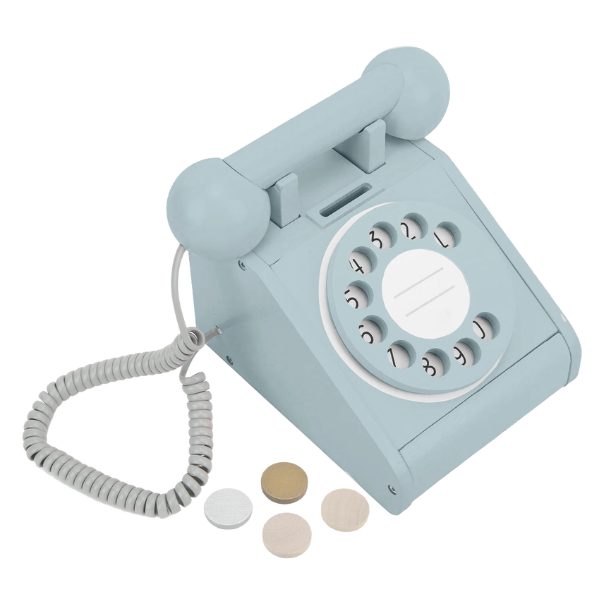 Wooden Rotary Telephone - Aqua Green