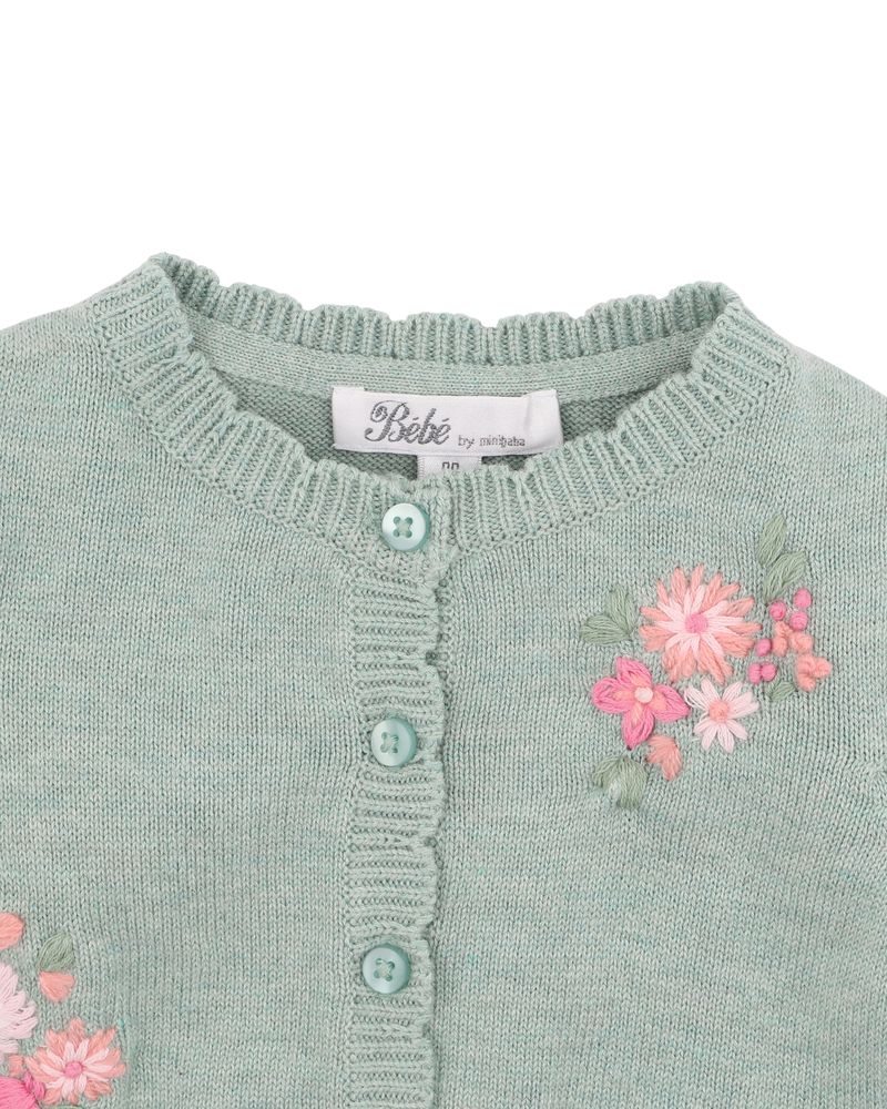 Chelsea Hand Emb Cardigan - Sage