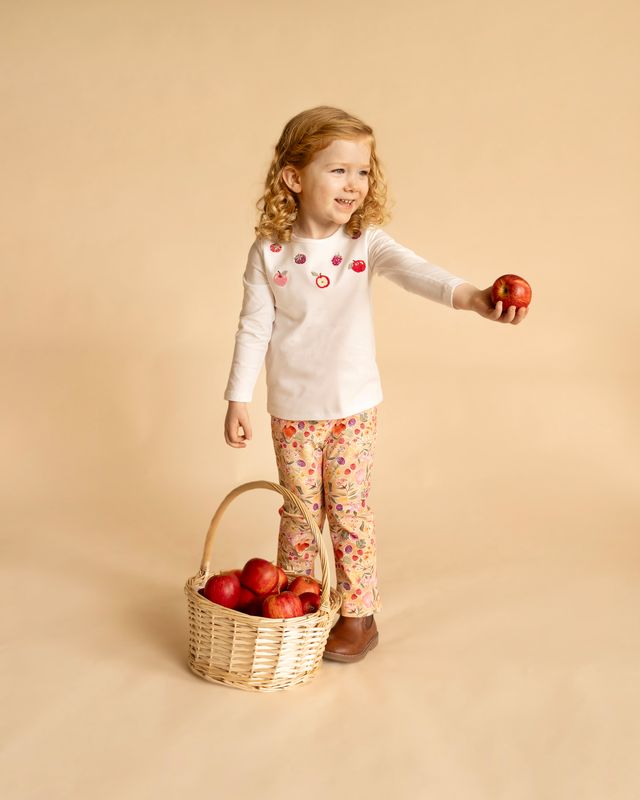 Orchard Bloom Emb. L/S Fruit Tee - Cloud