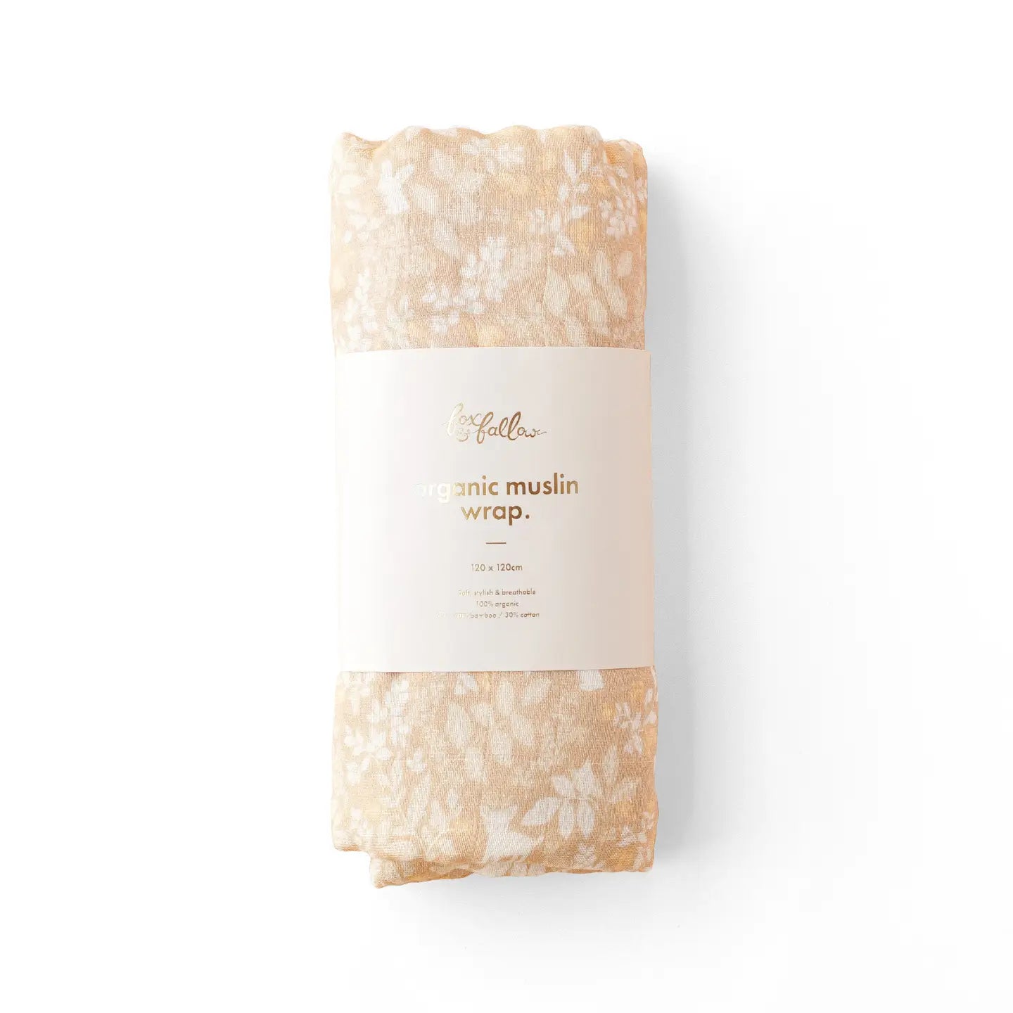 Forest Friends Caramel Organic Muslin Wrap Swaddle
