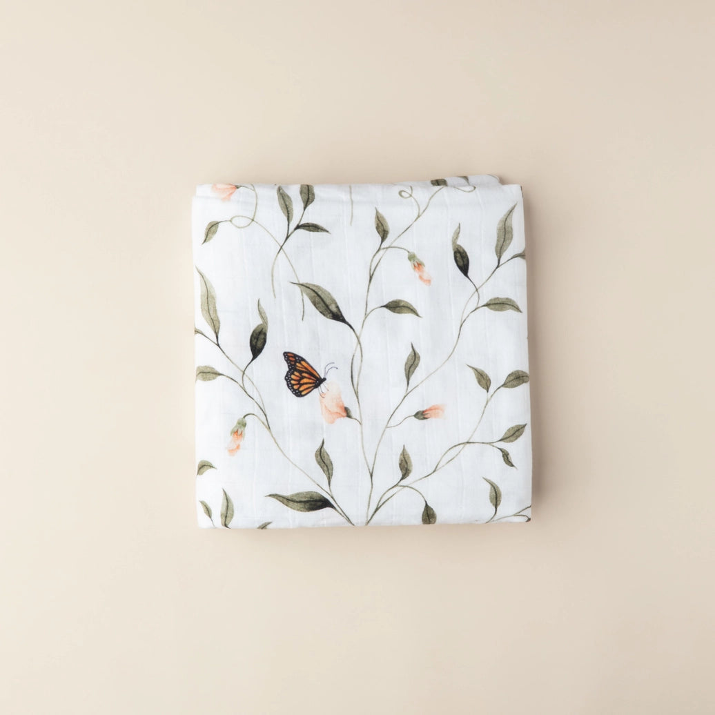 Fly Away, Butterfly Muslin Baby Swaddle