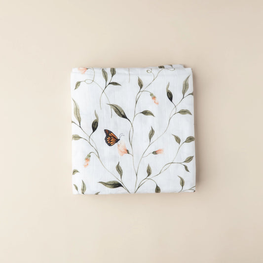Fly Away, Butterfly Muslin Baby Swaddle
