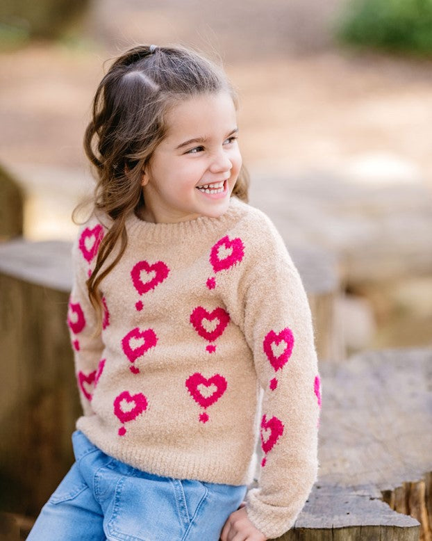 Girls Hearts Jumper - Multi
