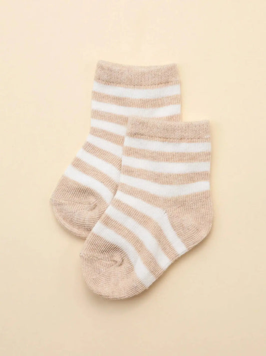 Organic Cotton Baby Socks - Oat Stripes