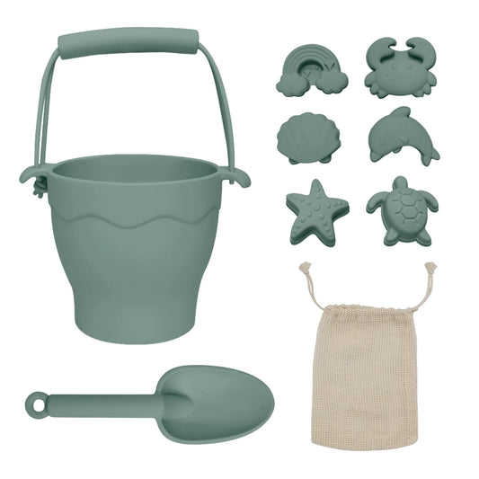 Silicone 8 Pc Bucket & Spade Set -Sage