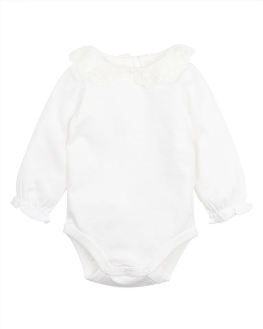 Girls Lace Collar L/S Bodysuit- Cloud