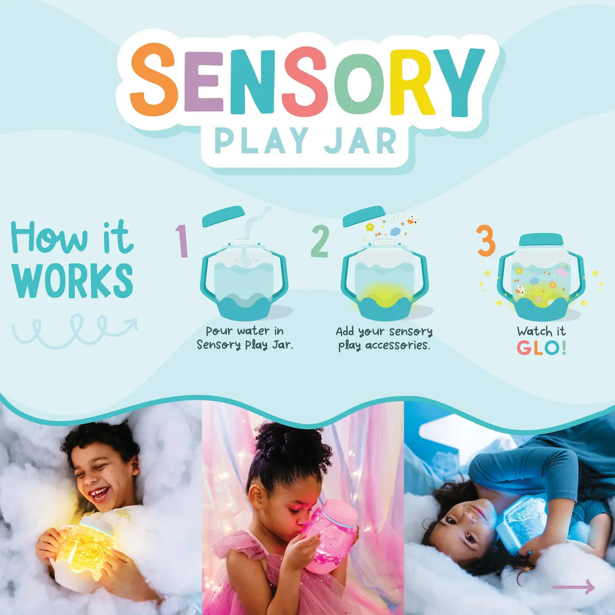 Mini Sensory Light Up Play Jar - lime Greewn