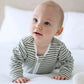 Organic Cotton Growsuit - Forest Green Stripes
