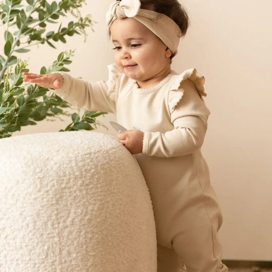 Frilled Apple Jumpsuit - Beige