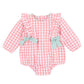 Lyla Gingham Romper - Coral Gingham