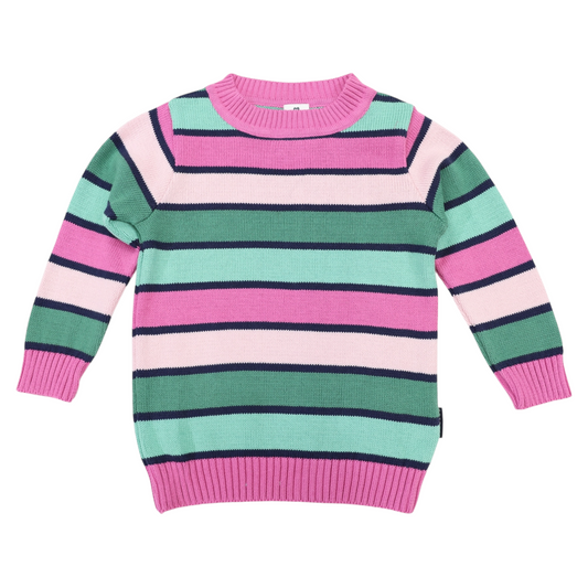 Long Stripe Knit Sweater - Green