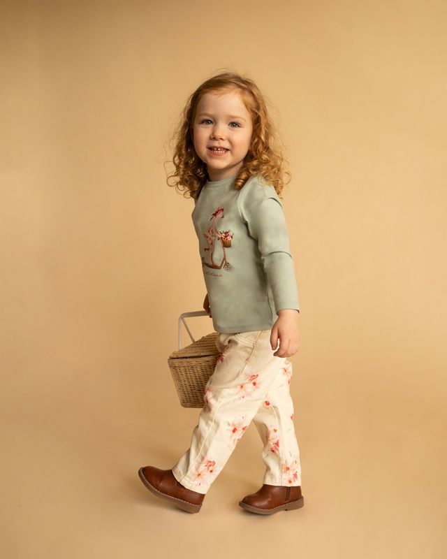 Emmy Ducks On Scooter L/S Tee - Dusky Sage