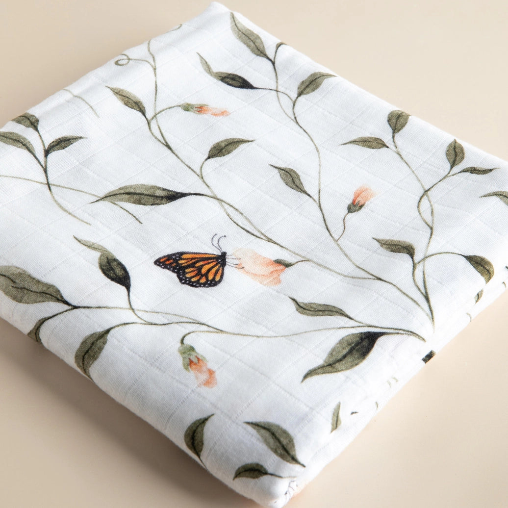 Fly Away, Butterfly Muslin Baby Swaddle