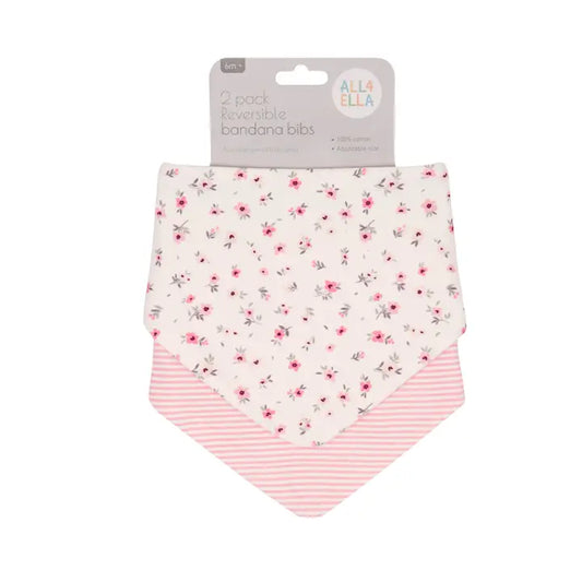 Bandana Bibs 2 Pk - Pink Petals