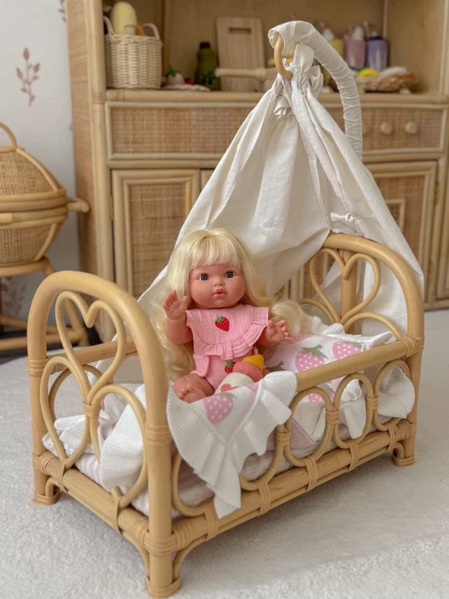 Dolls Strawberry Frilled Bib & Diaper Set - 34-38cm