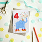 Card - Age 4 Elephant Birthday