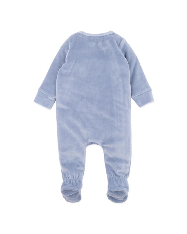 Alvin Velour Zip Onesie - Dusky Blue