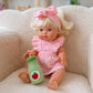 Petal Pink Dolls Bow Dress Headwrap and Bloomers - 3 Pce Set