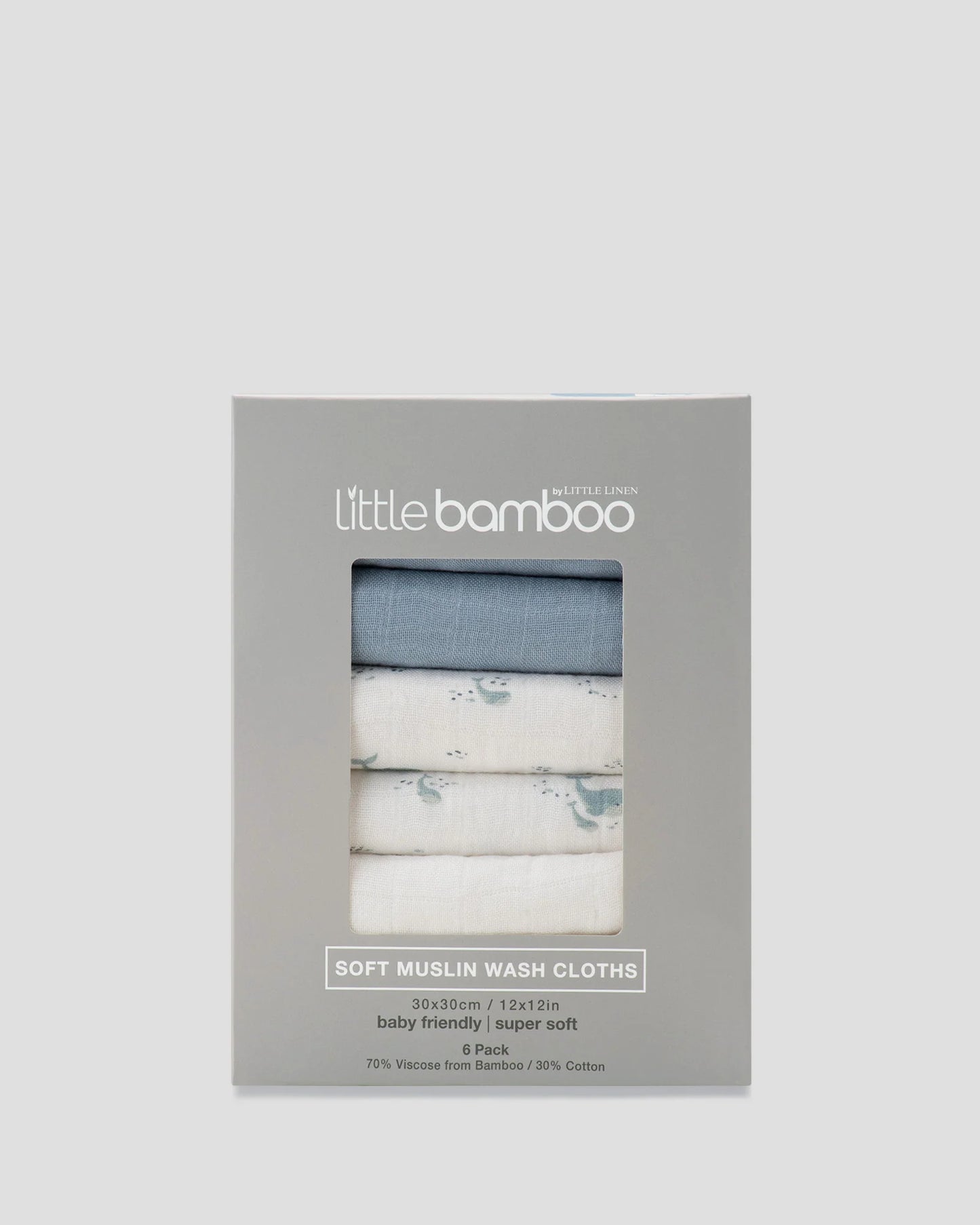 Muslin Washers 6Pk - Retro Blue