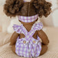 Lilac Gingham Doll Clothes Doll Romper Outfit - 38cm