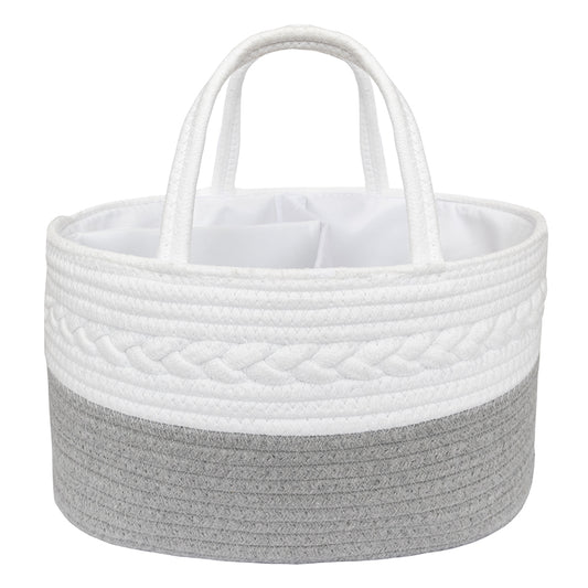 Cotton Rope Nappy Caddy - Grey/White