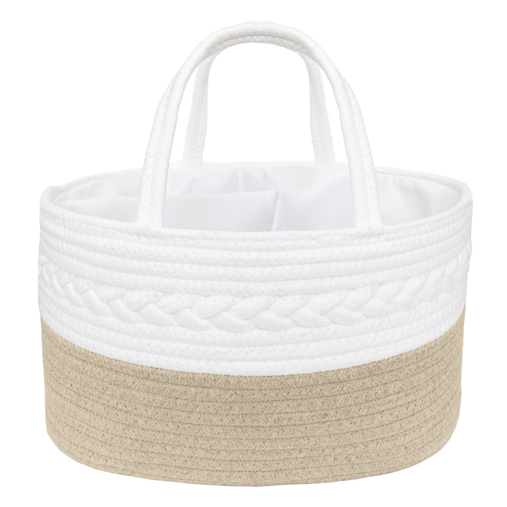 Cotton Rope Nappy Caddy - Natural/White