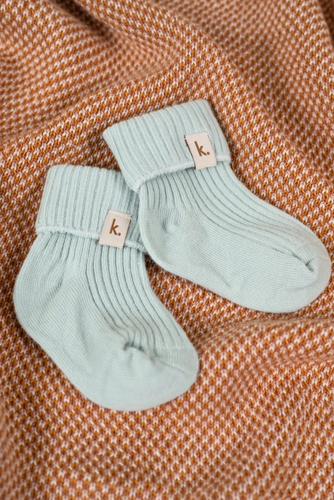 Cotton Ribbed Baby Socks 0-6M - Sage