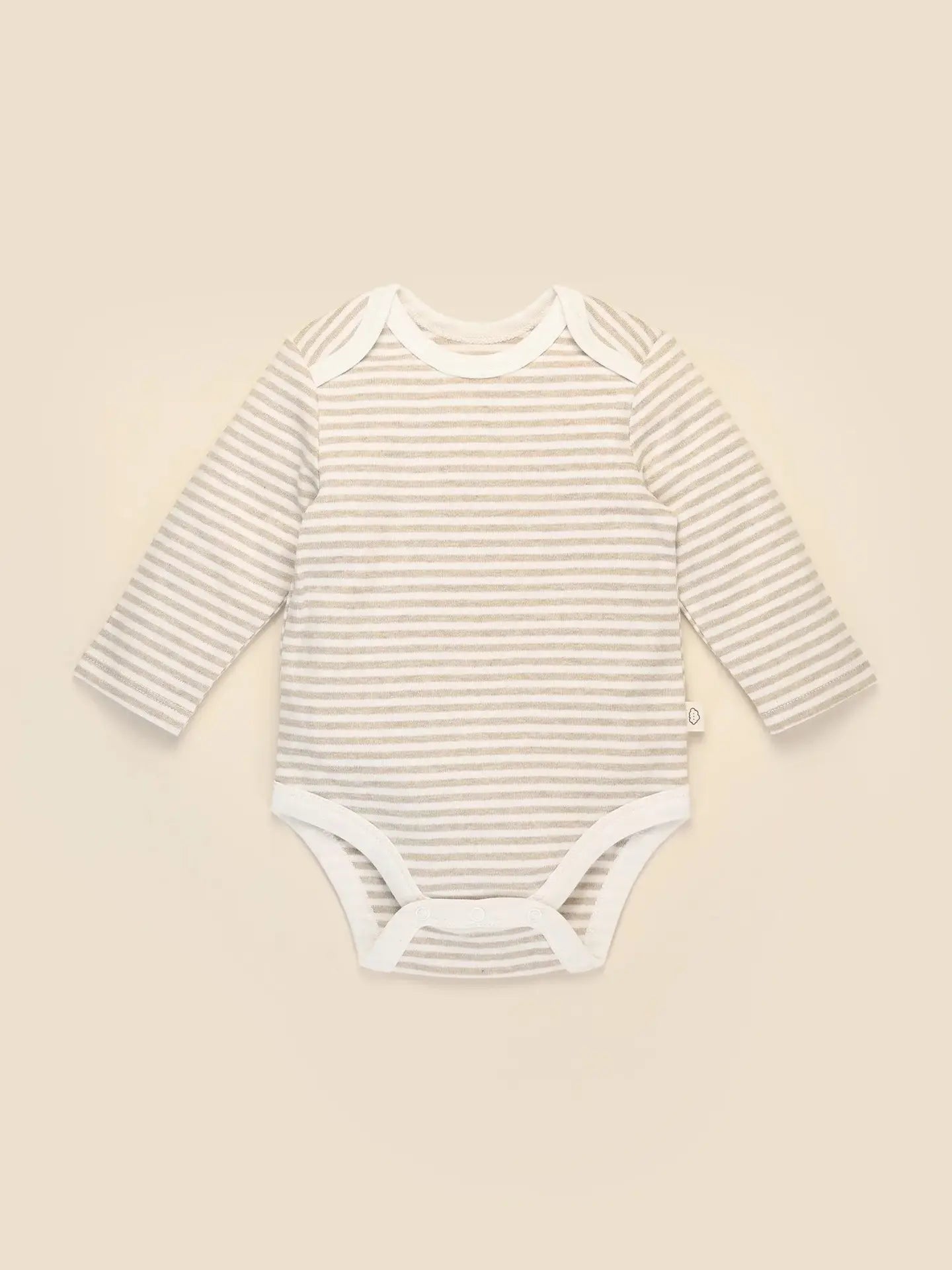 Organic Cotton Long Sleeve Bodysuit - Oat Stripes