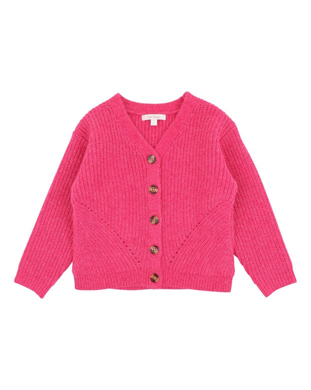 Girls Pink Cardigan - Fuchsia Pink