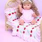 Dolls Frilled Gingham Cherry Blanket + Pillow Set