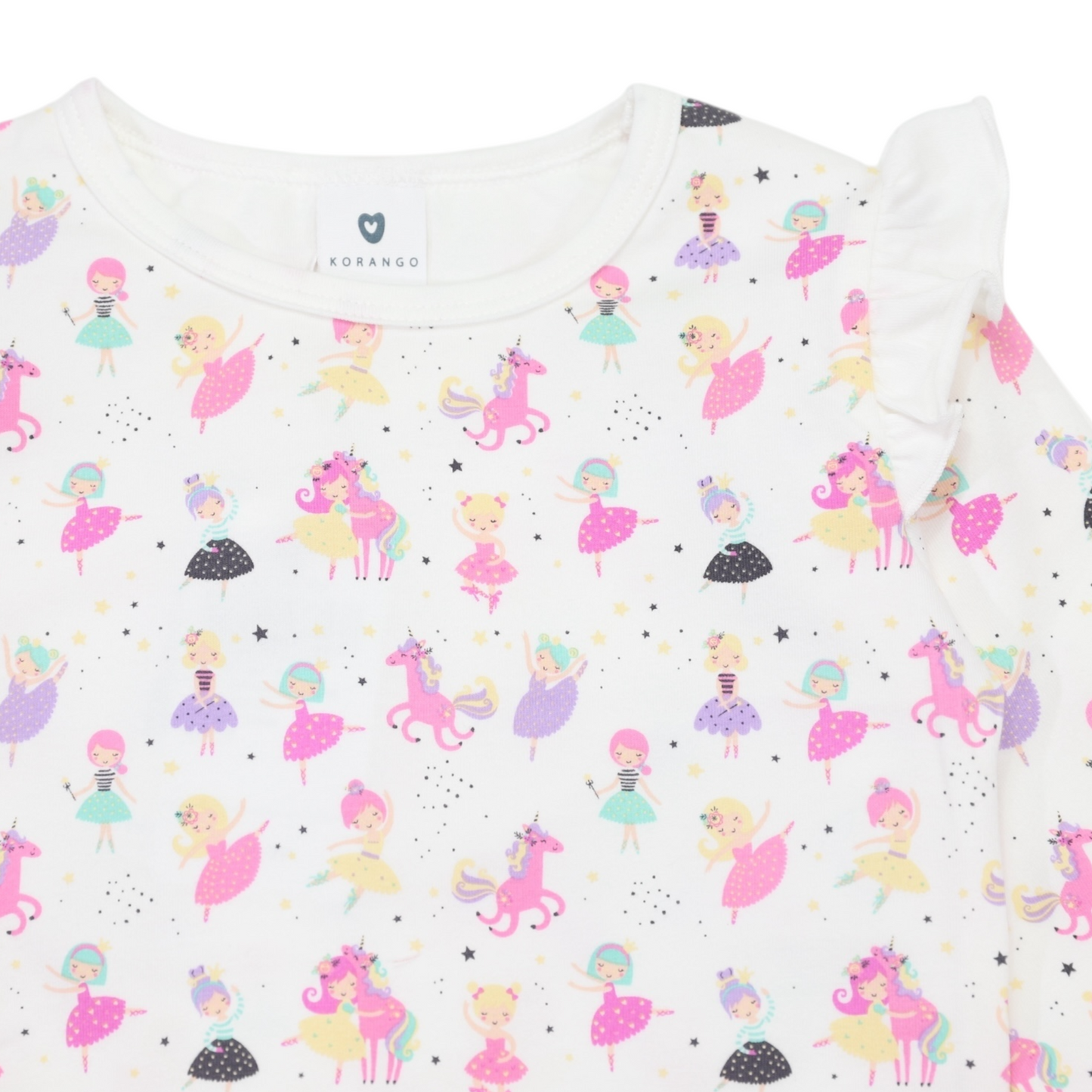Dancing Unicorn Frill Print Tee - Cream