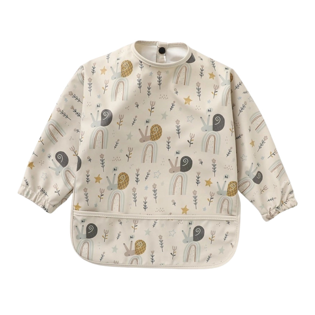 Smock Bib- Beige Snail