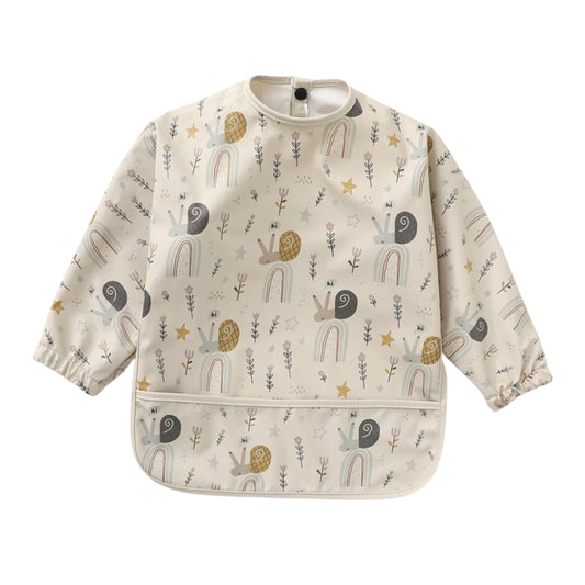 Smock Bib- Beige Snail