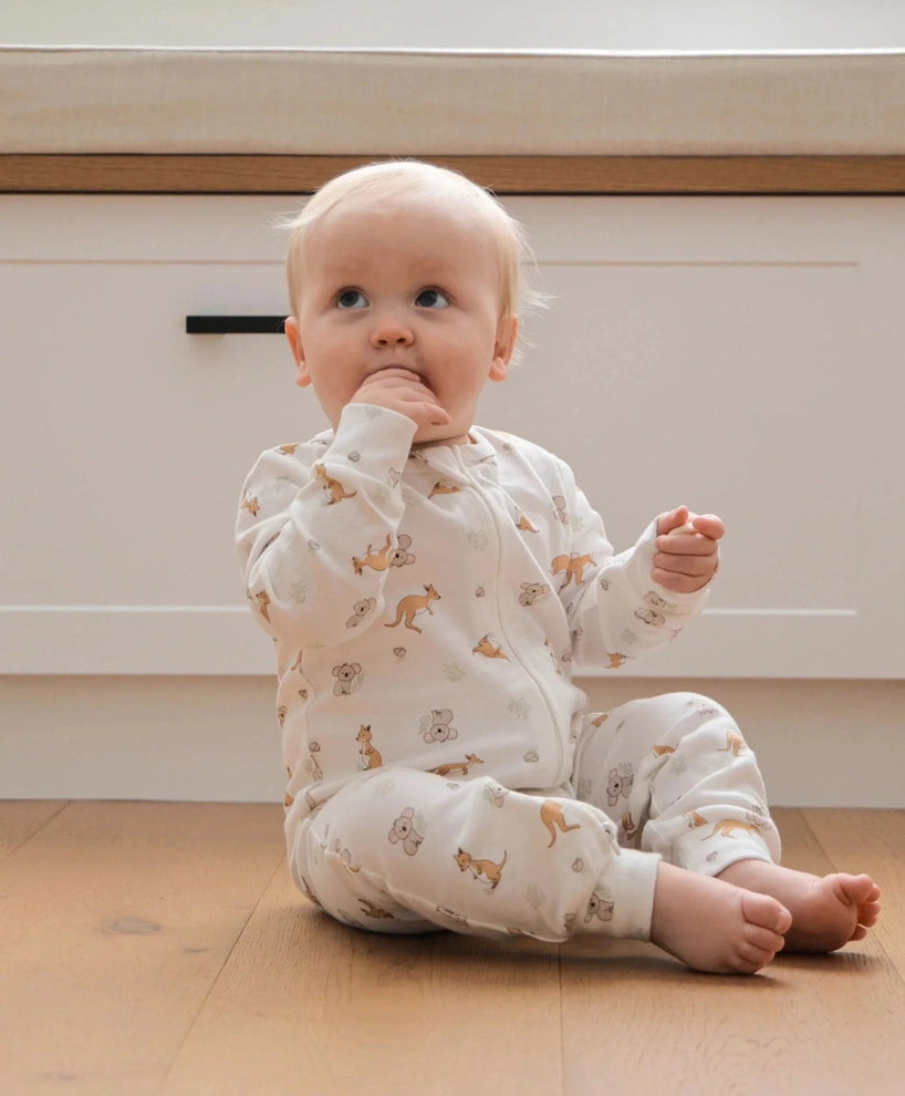 Organic Cotton Growsuit - Kangaroo & Koala