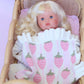 Strawberry Frilled Doll Blanket + Pillow Set