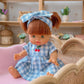 Dolls Sky Blue Cherry Gingham Chloe Dress + Bow - Fits 34-38cm