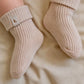 Cotton Ribbed Baby Socks 0-6M - Oat