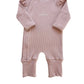 Frill Ribbed Jumpsuit - Powder Pink