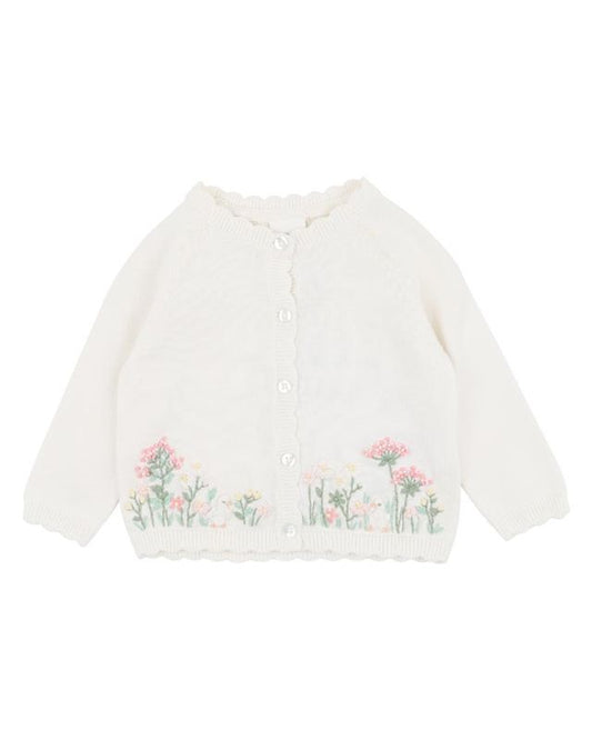 Bonnie Embroidered Cardigan - Cloud