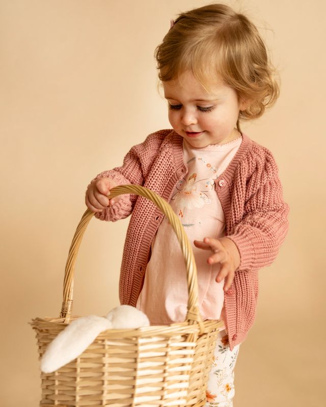 Gemma Chunky Rib Cardigan - Dusky Rose