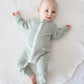 Organic Cotton Growsuit - Forest Green Stripes