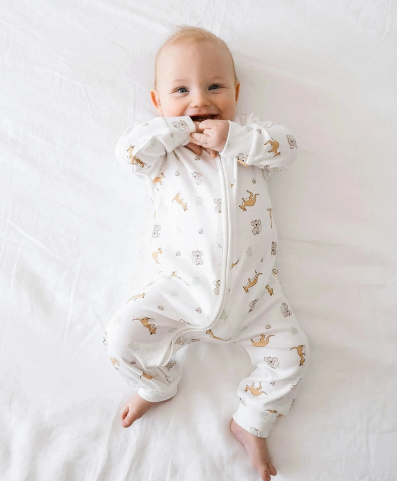 Organic Cotton Growsuit - Kangaroo & Koala