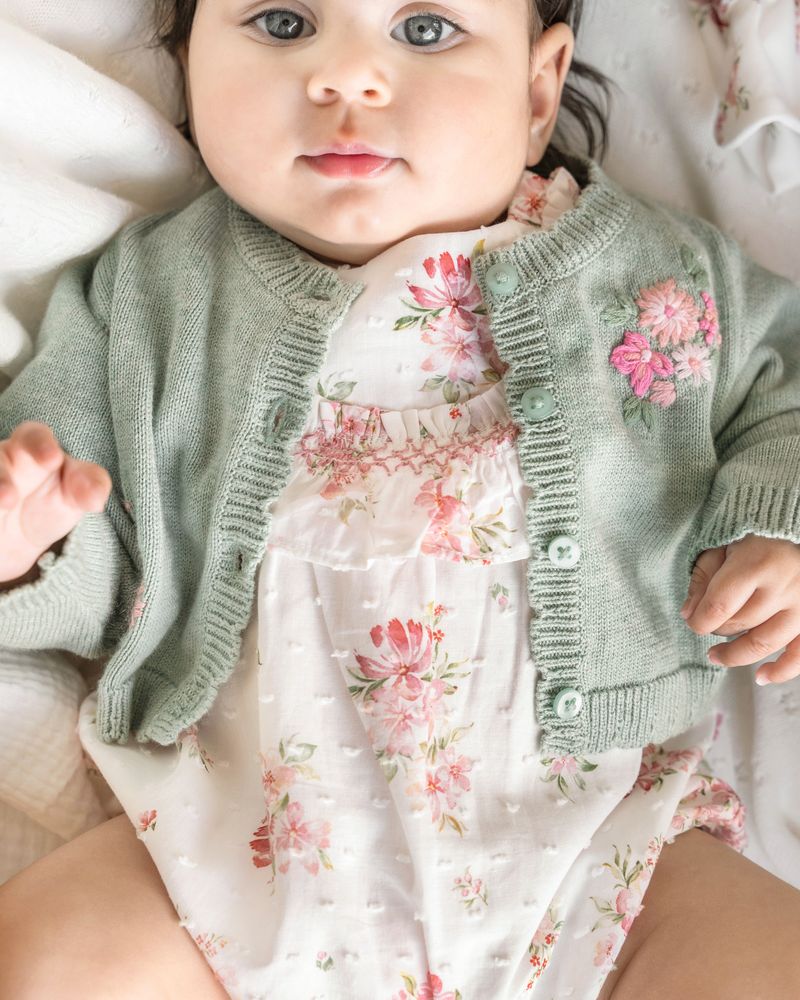 Chelsea Hand Emb Cardigan - Sage